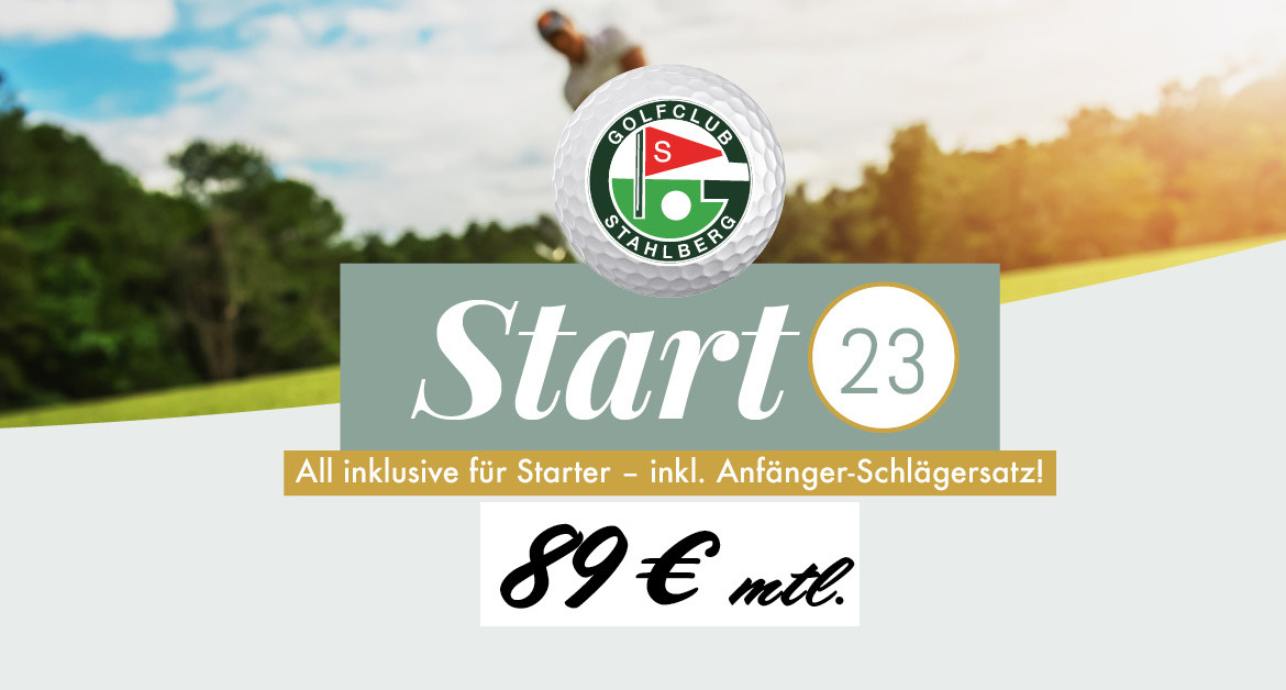 Start 2023 – Legen Sie endlich los: Golfen für 89,- € im Monat inkl. Schlägersatz!