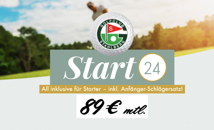 Start 2024 – Legen Sie endlich los: Golfen für 89,- € im Monat inkl. Schlägersatz!