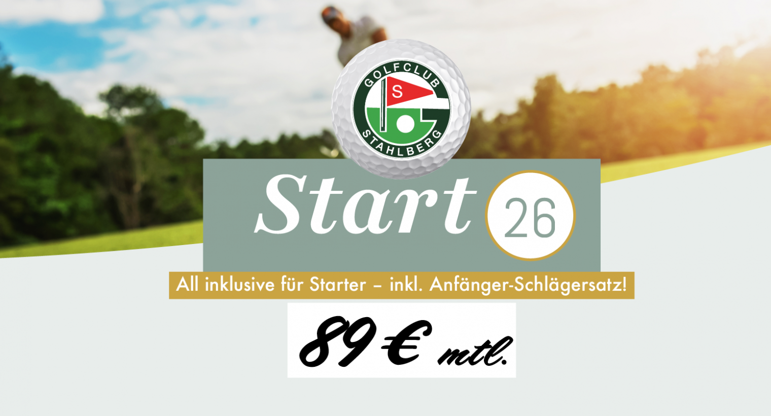 Start-Deal 2026: Golfen Sie für 89,- € im Monat! Den Schlägersatz schenken wir Ihnen!