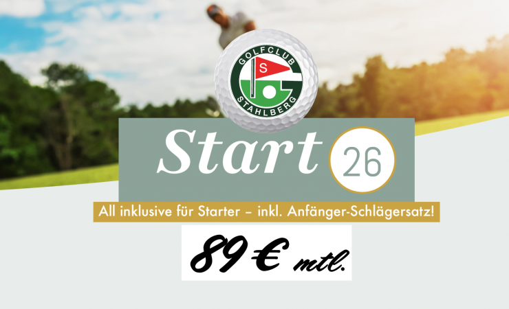 Start-Deal 2026: Golfen Sie für 89,- € im Monat! Den Schlägersatz schenken wir Ihnen!